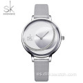 Venta caliente SK 0088 Reloj de mujer con diamantes 2021 Bandas de reloj con patrón de sol Cinturón de malla Tipo de cuero Relojes de cuarzo para mujer